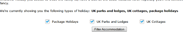 Choose your holiday type - parks & lodges, cottages and package holidays